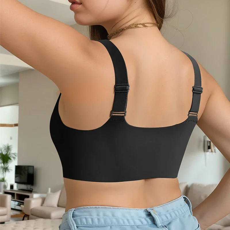 FallSweet Women's Front Closure Bra Plus Size Wireless Bralette Thin Cup Comfortable Underwear Mom Lingerie Seamless Brassiere