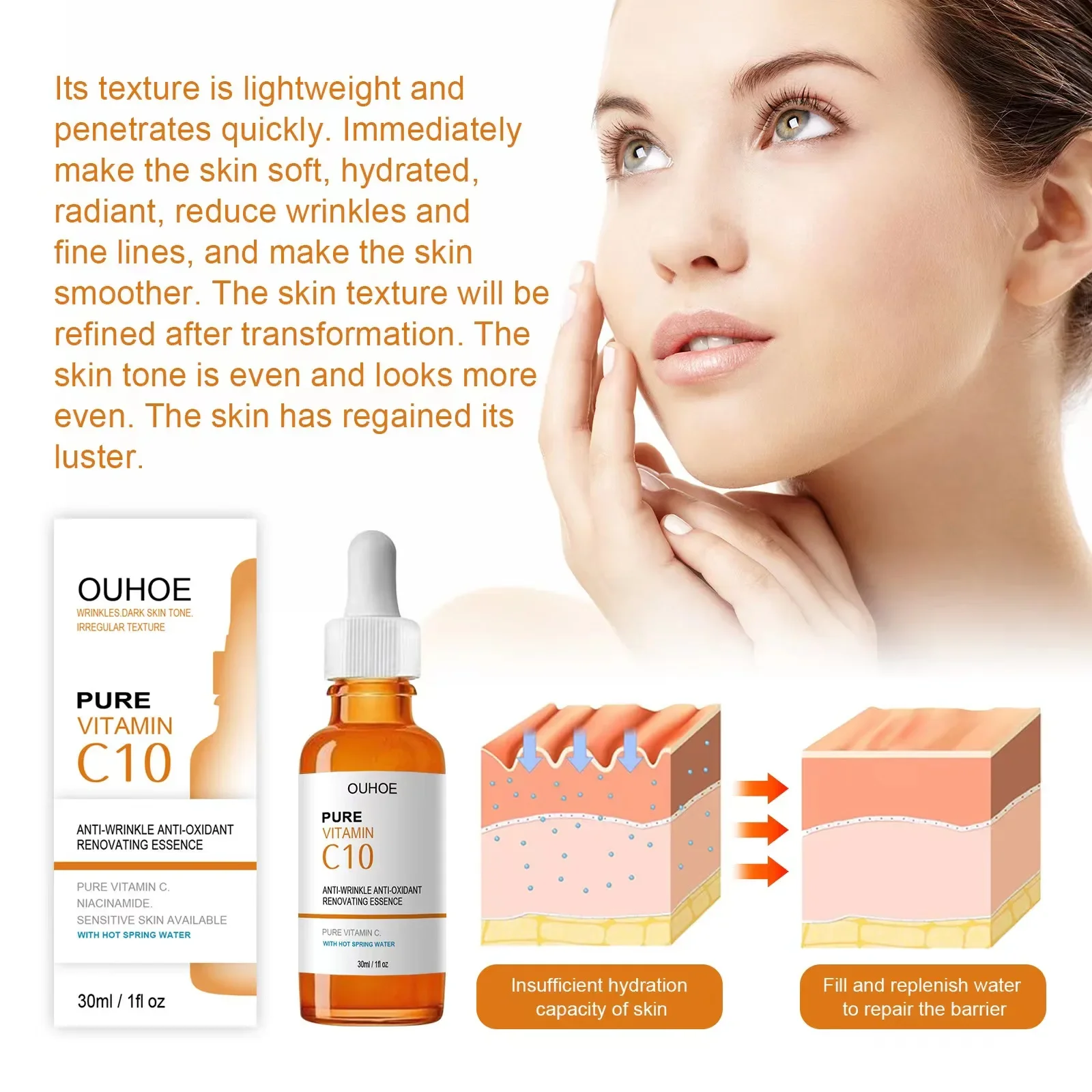 Vitamin C Wrinkle Remover Face Serum Lifting Firming Fade Fine Lines Anti-aging Essence Whitening Brighten Nourish Skin Care Vitamin C Wrinkle Remover Face Serum Lifting Firming Fade Fine Lines Anti-aging Essence Whitening Brighten Nourish Skin Care