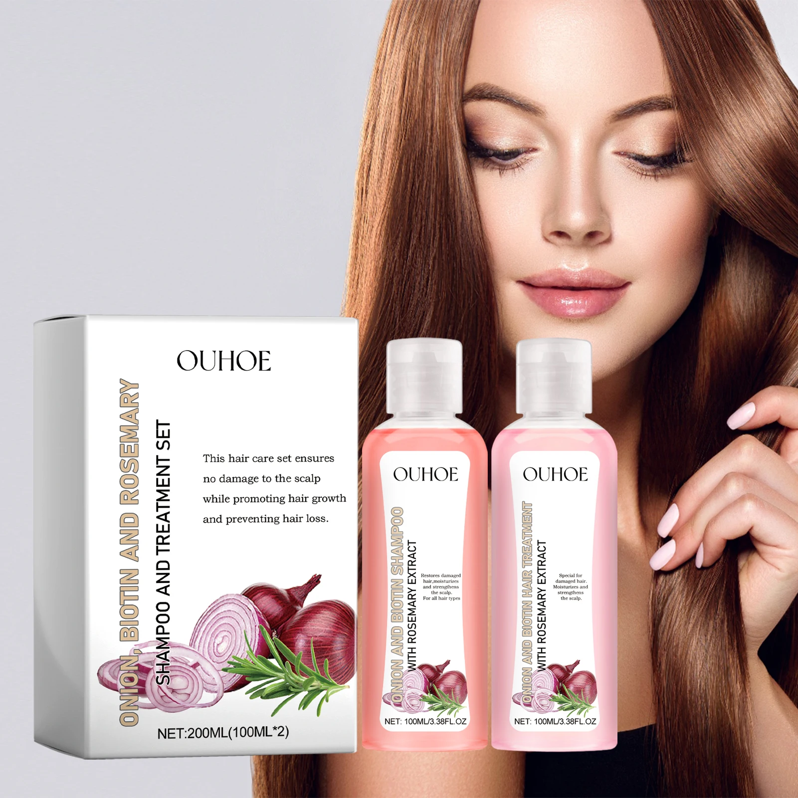 OUHOE Onion Biotin Rosemary Shampoo Set Nourishes Hair Roots Scalp Dense Hair Shiny Strengthen Promote Hair Growth Shampoo Set OUHOE Onion Biotin Rosemary Shampoo Set Nourishes Hair Roots Scalp Dense Hair Shiny Strengthen Promote Hair Growth Shampoo Set
