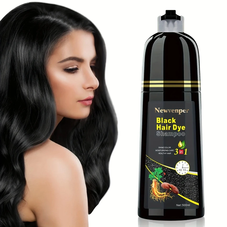 500ML/14.9 Fl.oz Black Hair Dye shampoo Coloring in Minutes Natural & Long Lasting Hair Dye Shampoo Men & Women Hair turn Black 500ML/14.9 Fl.oz Black Hair Dye shampoo Coloring in Minutes Natural & Long Lasting Hair Dye Shampoo Men & Women Hair turn Black