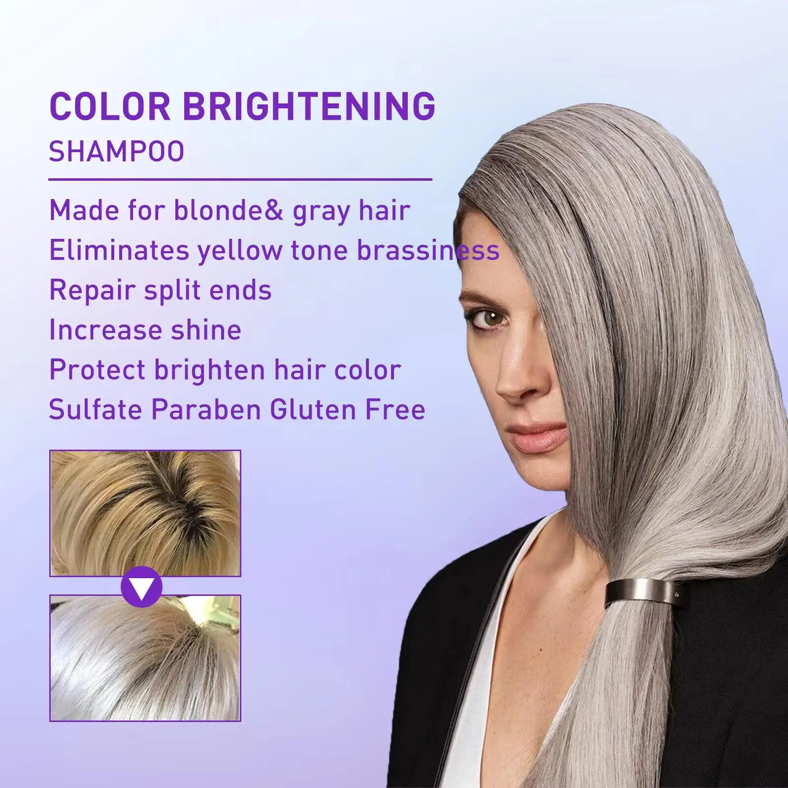 300Ml Color Fixing Purple Shampoo Lock Color Cover Gray Hair Fade Yellow After Bleach Hair Dye Long Lasting Non-irritating Care 300Ml Color Fixing Purple Shampoo Lock Color Cover Gray Hair Fade Yellow After Bleach Hair Dye Long Lasting Non-irritating Care