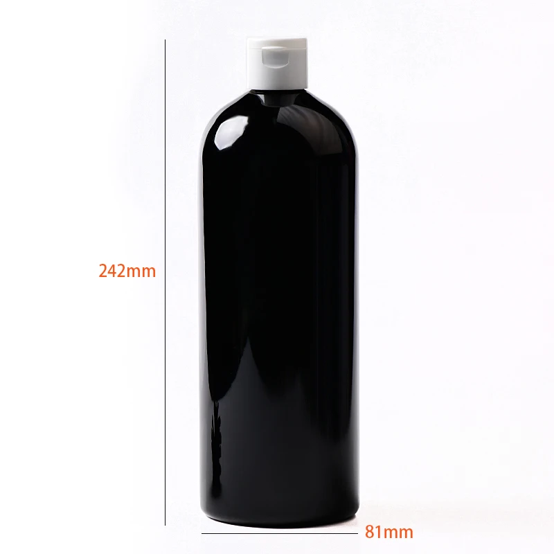 8pcs 1000ml white Black Round Plastic bottle With flip cover Shampoo shower gel packing 1L Transparent PET detergent bottle
