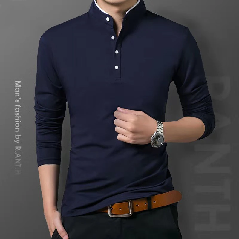 Men's Business Casual Long Sleeve Polo T-shirt Summer Comfortable Breathable Top for Formal Occasions Men's Business Casual Long Sleeve Polo T-shirt Summer Comfortable Breathable Top for Formal Occasions