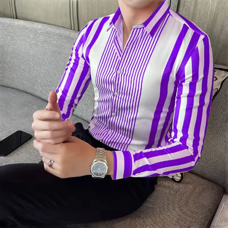 10 Color Striped Men's Shirt Large Size Breathable Casual Men's Top Comfortable Fabric Long Sleeve Shirt Lapel Fast Shipping 10 Color Striped Men's Shirt Large Size Breathable Casual Men's Top Comfortable Fabric Long Sleeve Shirt Lapel Fast Shipping