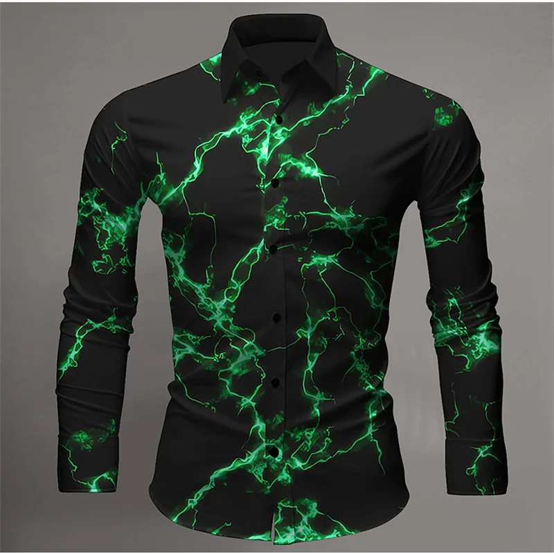 Red Long Sleeve Lightning Formal Shirt Men's Oversized Street Style Casual Original Fashion 3D Pattern Harajuku Large Size 6XL Red Long Sleeve Lightning Formal Shirt Men's Oversized Street Style Casual Original Fashion 3D Pattern Harajuku Large Size 6XL