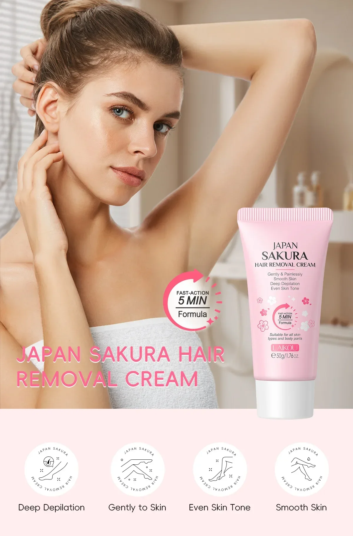 LAIKOU Hair Removal Cream Intimate Areas Epilator Cream Painless Health Hair Remover Growth Inhibitor Men Woman Body Care 50g LAIKOU Hair Removal Cream Intimate Areas Epilator Cream Painless Health Hair Remover Growth Inhibitor Men Woman Body Care 50g
