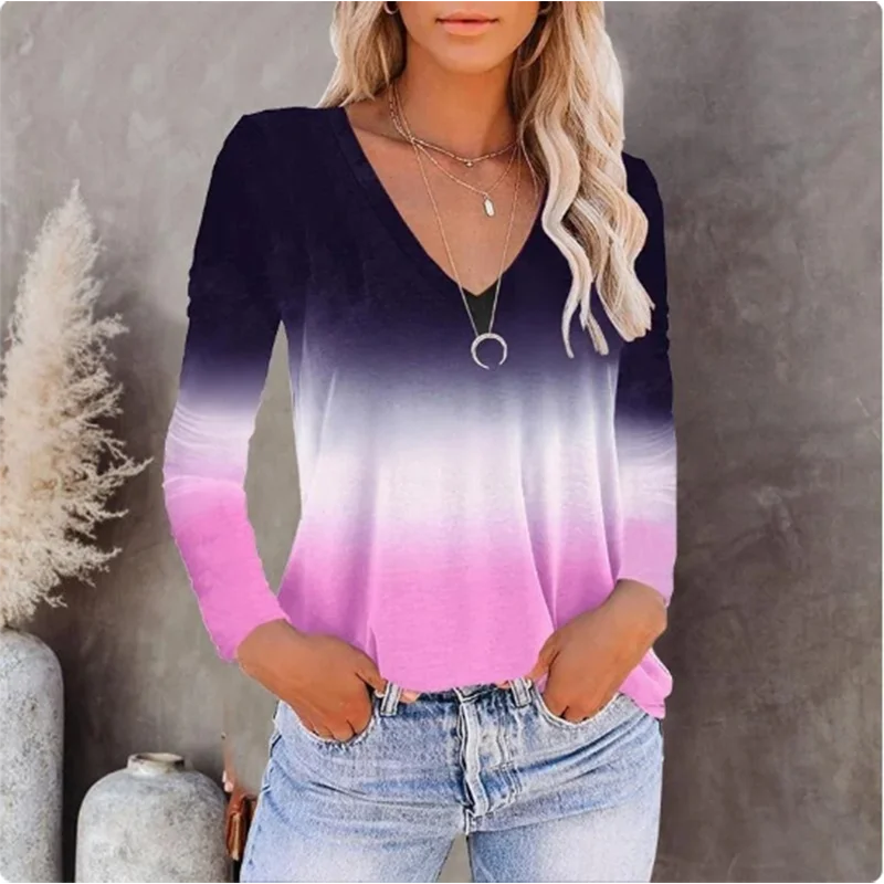 Women Black V-Neck Lace Sexy Top Long Sleeve Button T-Shirt Casual Fashion Slim Top