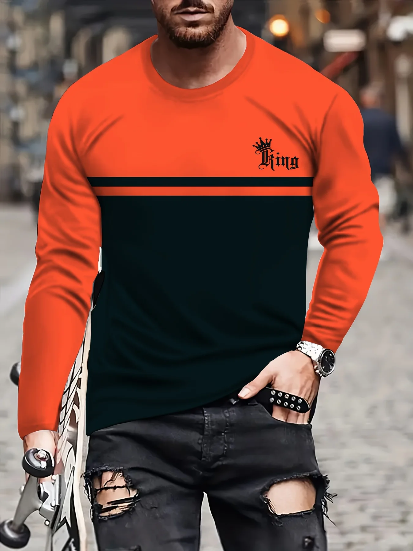 Vintage Men's Long Sleeve T-Shirt Patchwork Tees Tops Plaid T-Shirt For Men 3d Striped Printed Clothing Oversized Streetwear 5xl Vintage Men's Long Sleeve T-Shirt Patchwork Tees Tops Plaid T-Shirt For Men 3d Striped Printed Clothing Oversized Streetwear 5xl
