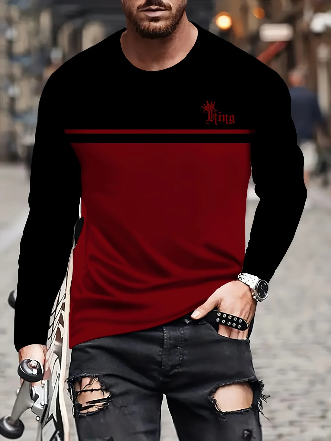 Vintage Men's Long Sleeve T-Shirt Patchwork Tees Tops Plaid T-Shirt For Men 3d Striped Printed Clothing Oversized Streetwear 5xl Vintage Men's Long Sleeve T-Shirt Patchwork Tees Tops Plaid T-Shirt For Men 3d Striped Printed Clothing Oversized Streetwear 5xl