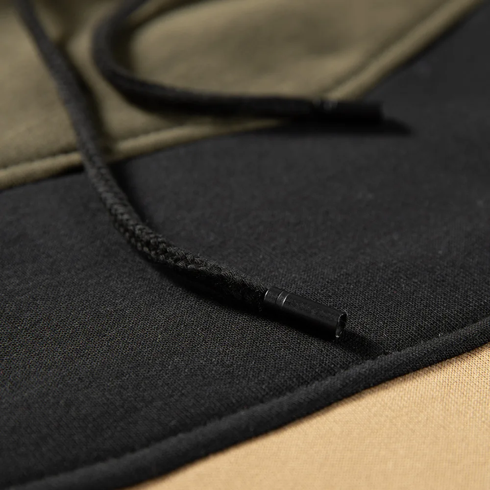 Men's Patchwork Hooded Sweatshirt Hoodies Clothing Casual Loose Fleece Warm Streetwear Male Fashion Autumn Winter Sports Outwear