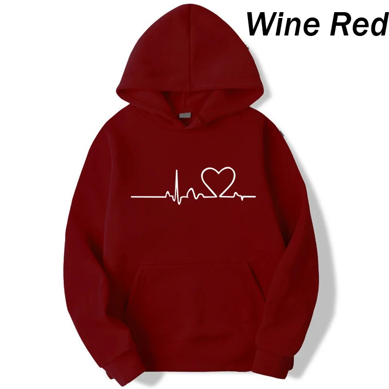 2025 New Women's Casual Hoodie Autumn/winter Heartbeat Print Men's Loose Hoodie Couple Sweatshirt Women's Hoodie Top Streetwear 2025 New Women's Casual Hoodie Autumn/winter Heartbeat Print Men's Loose Hoodie Couple Sweatshirt Women's Hoodie Top Streetwear