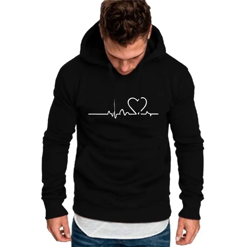 2025 New Women's Casual Hoodie Autumn/winter Heartbeat Print Men's Loose Hoodie Couple Sweatshirt Women's Hoodie Top Streetwear 2025 New Women's Casual Hoodie Autumn/winter Heartbeat Print Men's Loose Hoodie Couple Sweatshirt Women's Hoodie Top Streetwear