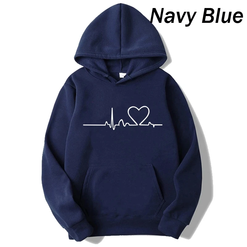 2025 New Women's Casual Hoodie Autumn/winter Heartbeat Print Men's Loose Hoodie Couple Sweatshirt Women's Hoodie Top Streetwear 2025 New Women's Casual Hoodie Autumn/winter Heartbeat Print Men's Loose Hoodie Couple Sweatshirt Women's Hoodie Top Streetwear