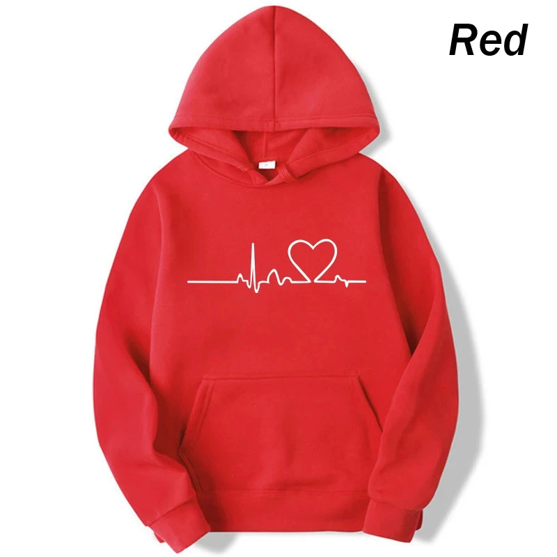 2025 New Women's Casual Hoodie Autumn/winter Heartbeat Print Men's Loose Hoodie Couple Sweatshirt Women's Hoodie Top Streetwear 2025 New Women's Casual Hoodie Autumn/winter Heartbeat Print Men's Loose Hoodie Couple Sweatshirt Women's Hoodie Top Streetwear