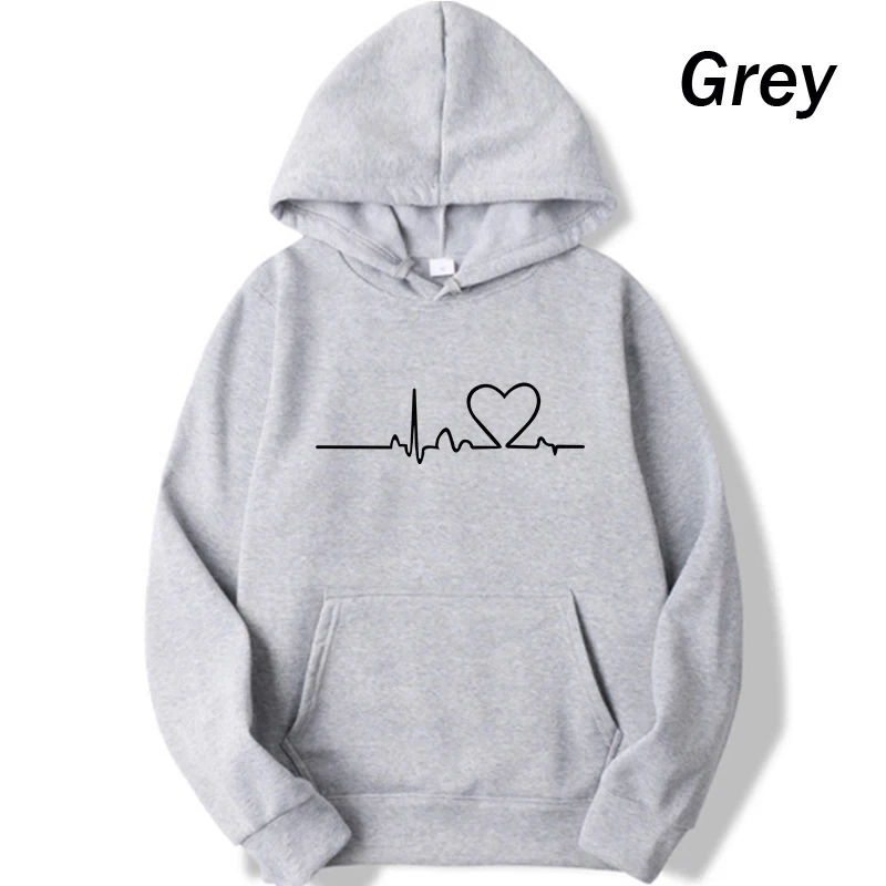 2025 New Women's Casual Hoodie Autumn/winter Heartbeat Print Men's Loose Hoodie Couple Sweatshirt Women's Hoodie Top Streetwear 2025 New Women's Casual Hoodie Autumn/winter Heartbeat Print Men's Loose Hoodie Couple Sweatshirt Women's Hoodie Top Streetwear