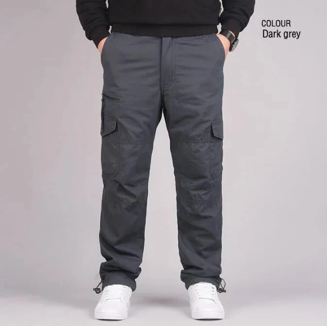 Men's Winter Cargo Pants Double Layer Fleece Warm Thick Camouflage Tactical Cotton Long Trousers Men Baggy Casual Cotton Pants