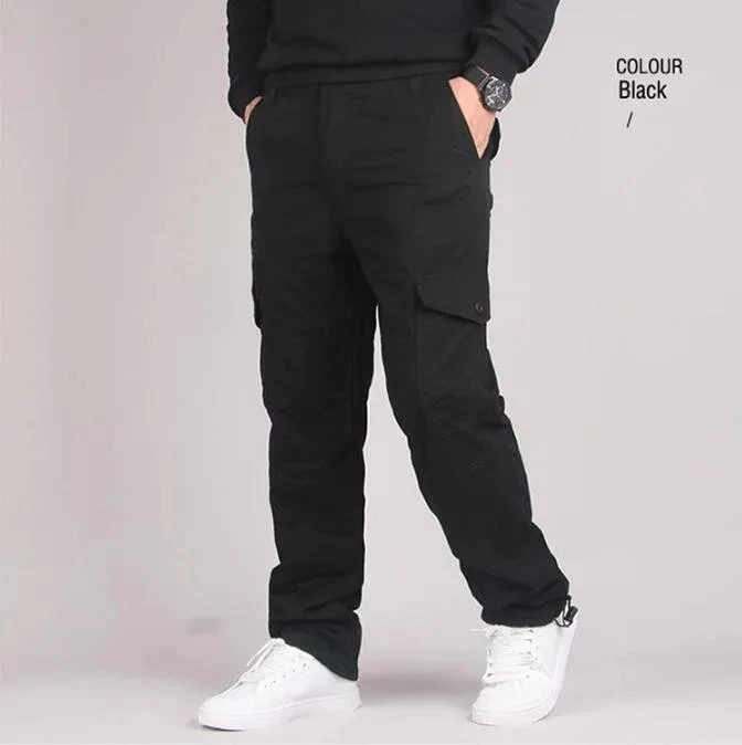 Men's Winter Cargo Pants Double Layer Fleece Warm Thick Camouflage Tactical Cotton Long Trousers Men Baggy Casual Cotton Pants