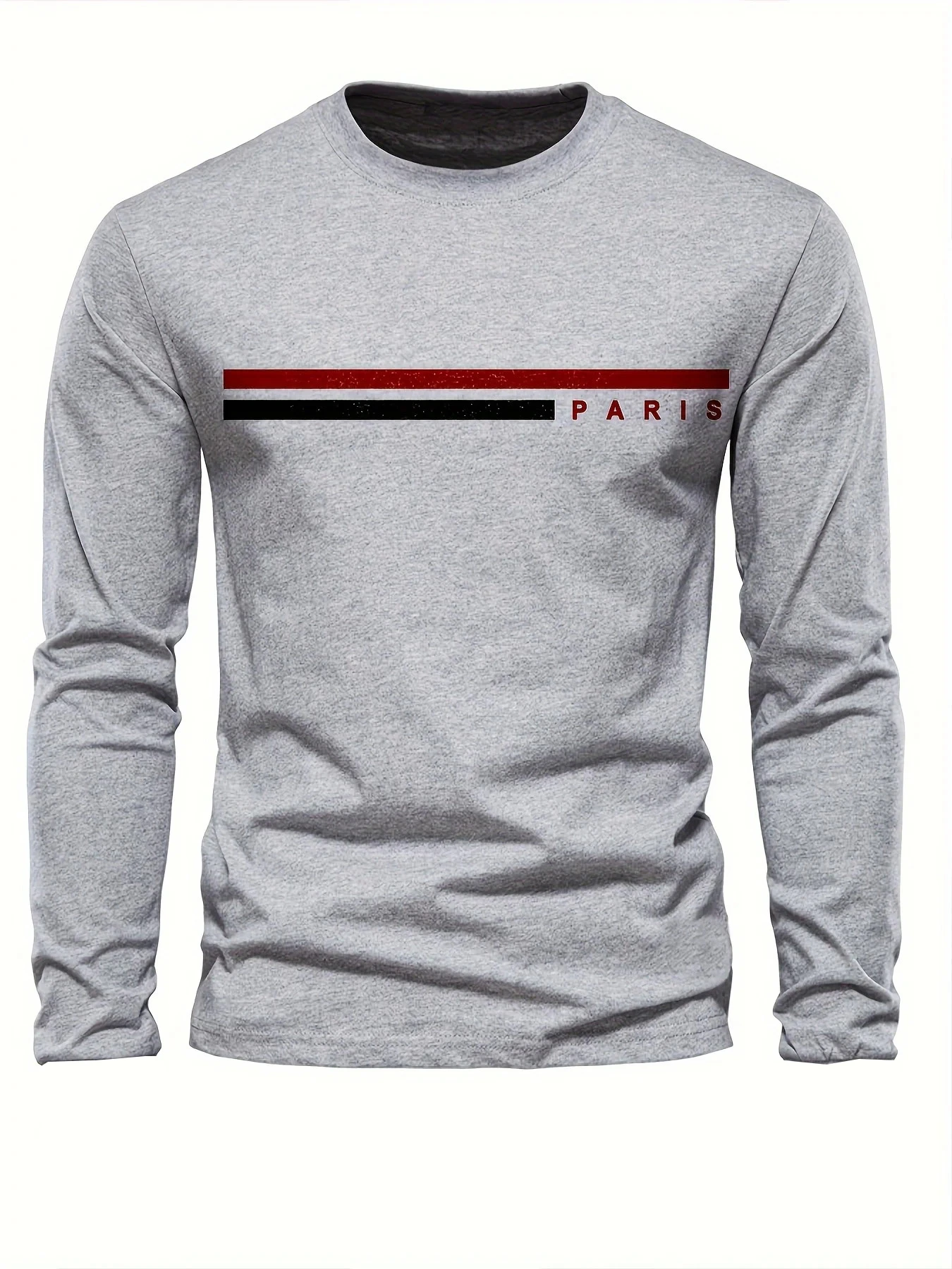 Men's 100% pure cotton comfortable sports casual loose oversized king print breathable round neck long sleeved T-shirt top