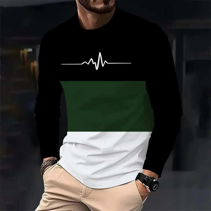 Spring and Autumn original men's casual long-sleeved fashion crewneck loose T-shirt top outdoor comfortable top men's wear