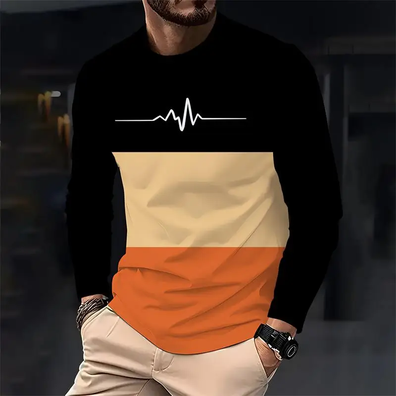Spring and Autumn original men's casual long-sleeved fashion crewneck loose T-shirt top outdoor comfortable top men's wear
