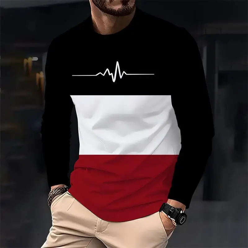 Spring and Autumn original men's casual long-sleeved fashion crewneck loose T-shirt top outdoor comfortable top men's wear