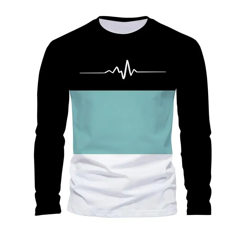 Spring and Autumn original men's casual long-sleeved fashion crewneck loose T-shirt top outdoor comfortable top men's wear