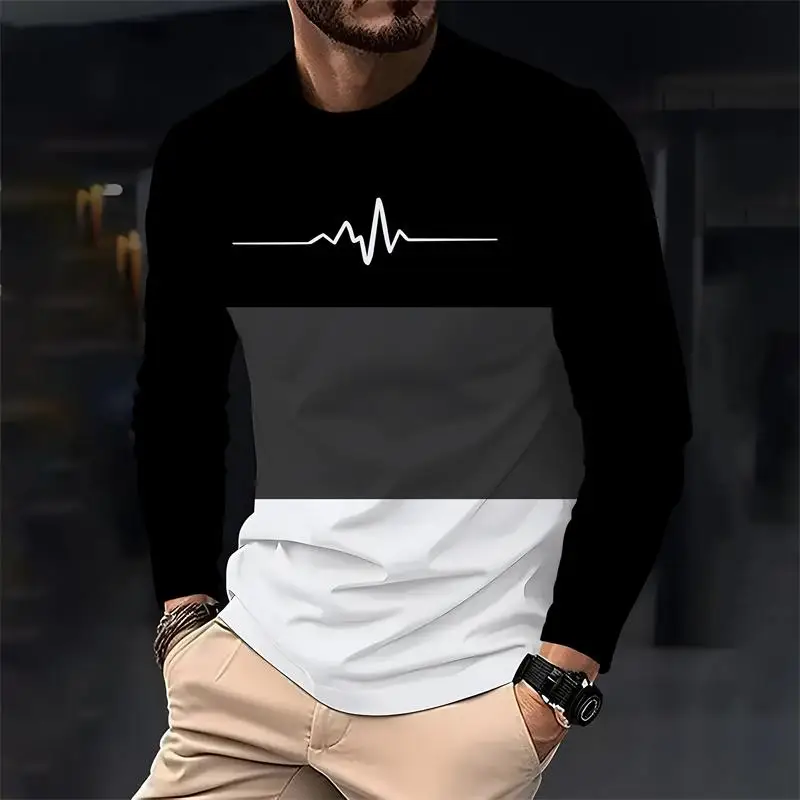 Spring and Autumn original men's casual long-sleeved fashion crewneck loose T-shirt top outdoor comfortable top men's wear