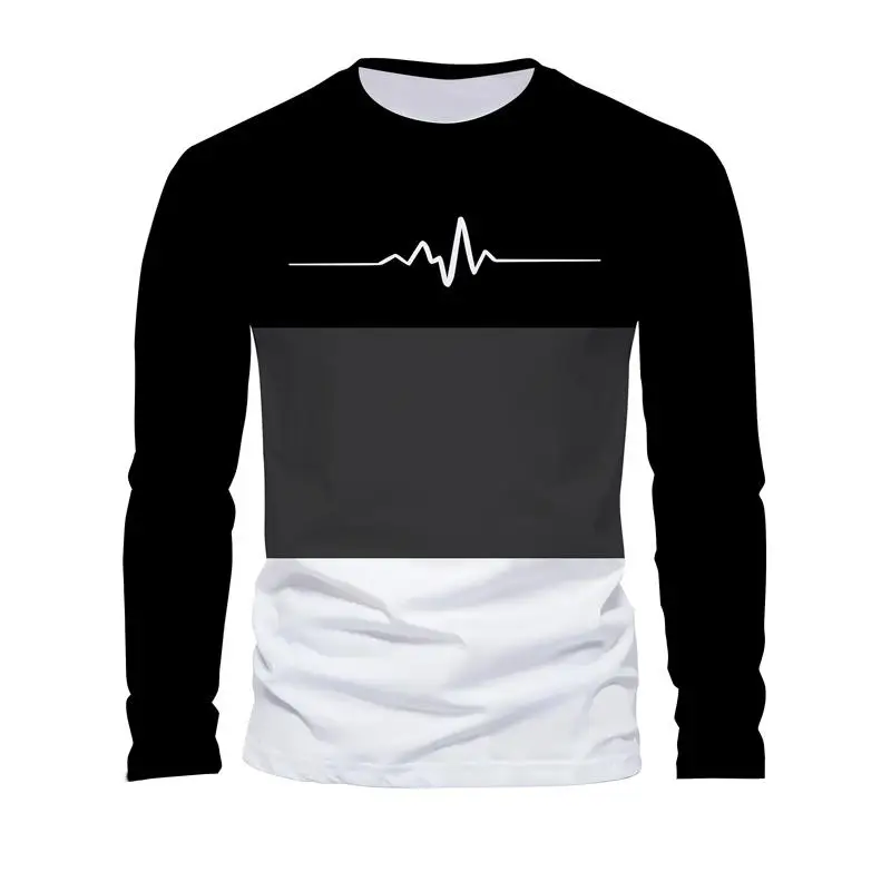 Spring and Autumn original men's casual long-sleeved fashion crewneck loose T-shirt top outdoor comfortable top men's wear