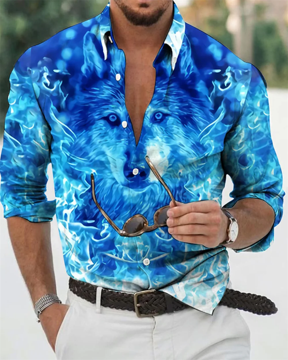 New parties fashion social men's buttons Shirt casual designer prints long -sleeved top men's lapel men's clothing 2023