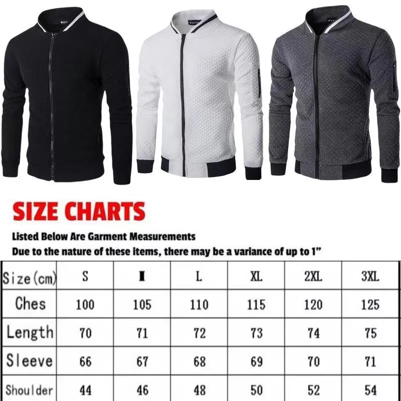2024 autumn/winter men's diamond grid contrasting long sleeved slim fit jacket casual zipper stand up collar sports top