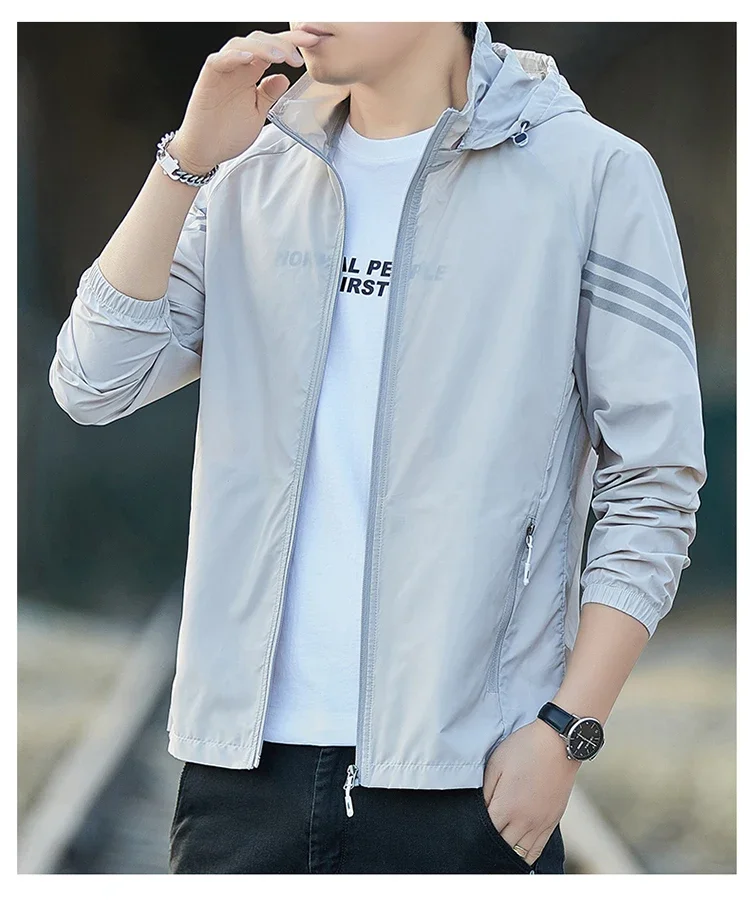 UPF50+Sunscreen Jacket 2025 Summer Thin Breathable Outdoor Cycling Sports Ice Silk Cardigan Coat Casual Men's Sunscreen Clothing