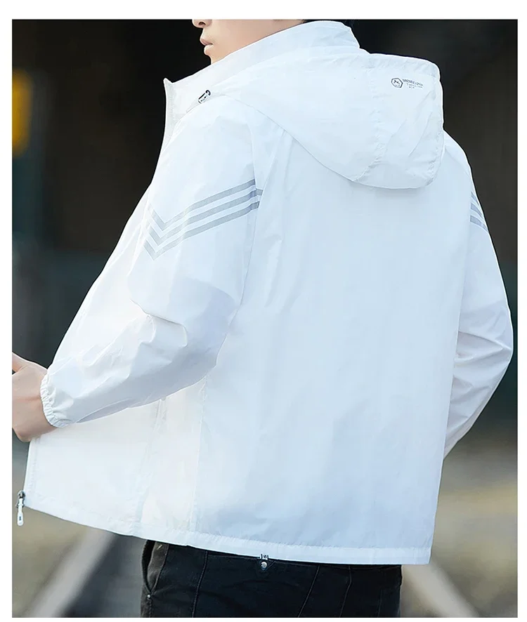 UPF50+Sunscreen Jacket 2025 Summer Thin Breathable Outdoor Cycling Sports Ice Silk Cardigan Coat Casual Men's Sunscreen Clothing