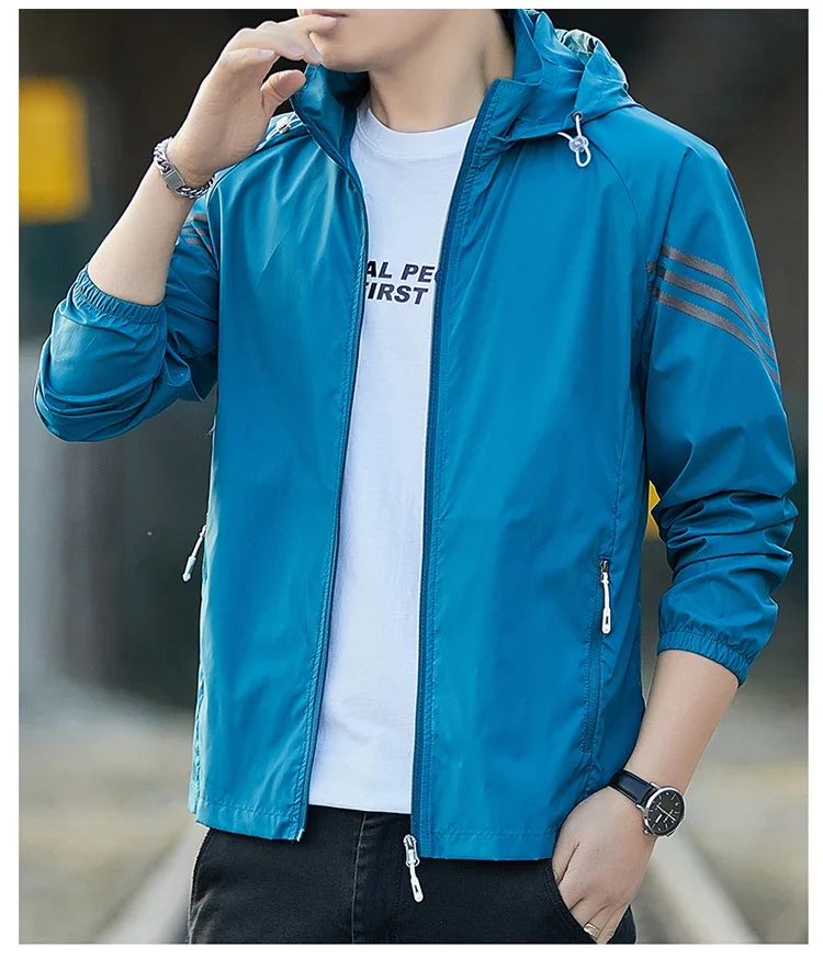 UPF50+Sunscreen Jacket 2025 Summer Thin Breathable Outdoor Cycling Sports Ice Silk Cardigan Coat Casual Men's Sunscreen Clothing