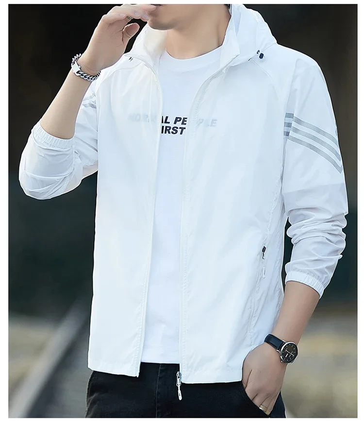 UPF50+Sunscreen Jacket 2025 Summer Thin Breathable Outdoor Cycling Sports Ice Silk Cardigan Coat Casual Men's Sunscreen Clothing