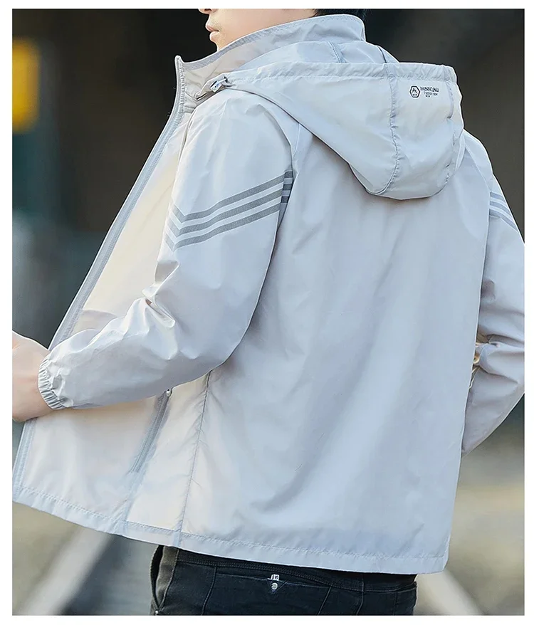 UPF50+Sunscreen Jacket 2025 Summer Thin Breathable Outdoor Cycling Sports Ice Silk Cardigan Coat Casual Men's Sunscreen Clothing