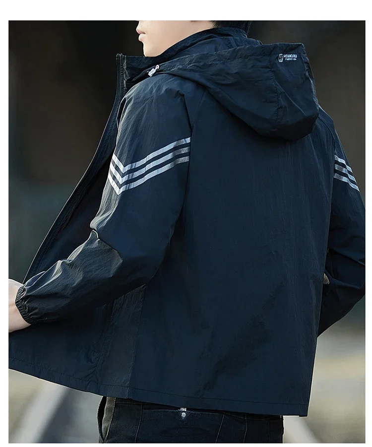 UPF50+Sunscreen Jacket 2025 Summer Thin Breathable Outdoor Cycling Sports Ice Silk Cardigan Coat Casual Men's Sunscreen Clothing