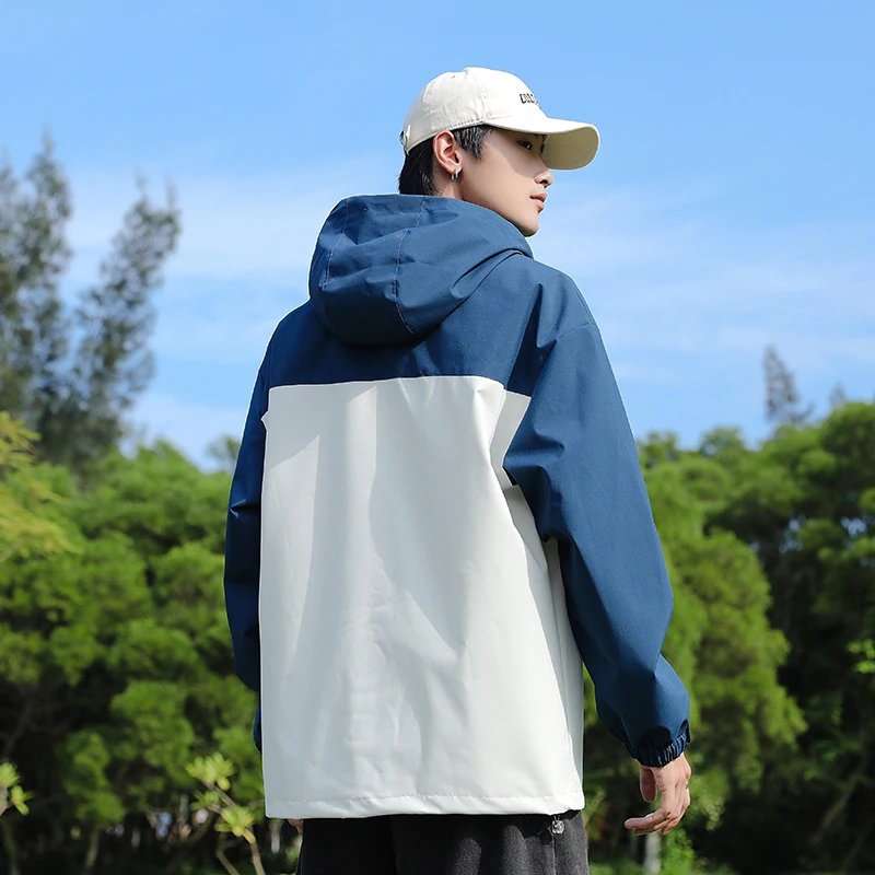Windbreaker Jacket Men with Hood Spring Autumn Lightweight Zip Up Jackets Men Outdoor Hiking Coats Stylish Hooded Jackets Trends