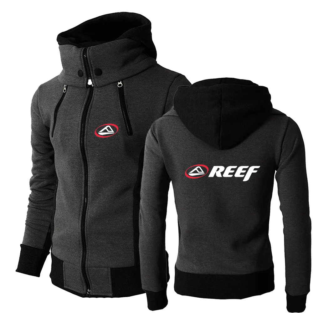 2025 Simple Leisure Versatile Hoodies Spring And Autumn Zipper Hooded Coat Man's Reef Logo Print High Street Fashion Jacket