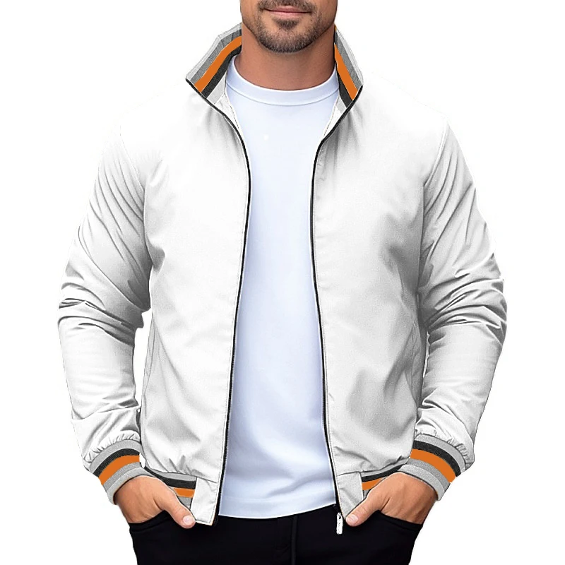 Sweatwear Men's Solid Color Jacket Blazer Pockets Sports Standard Collar Coats Lightweight Waterproof Outdoor Tops Men Jacket