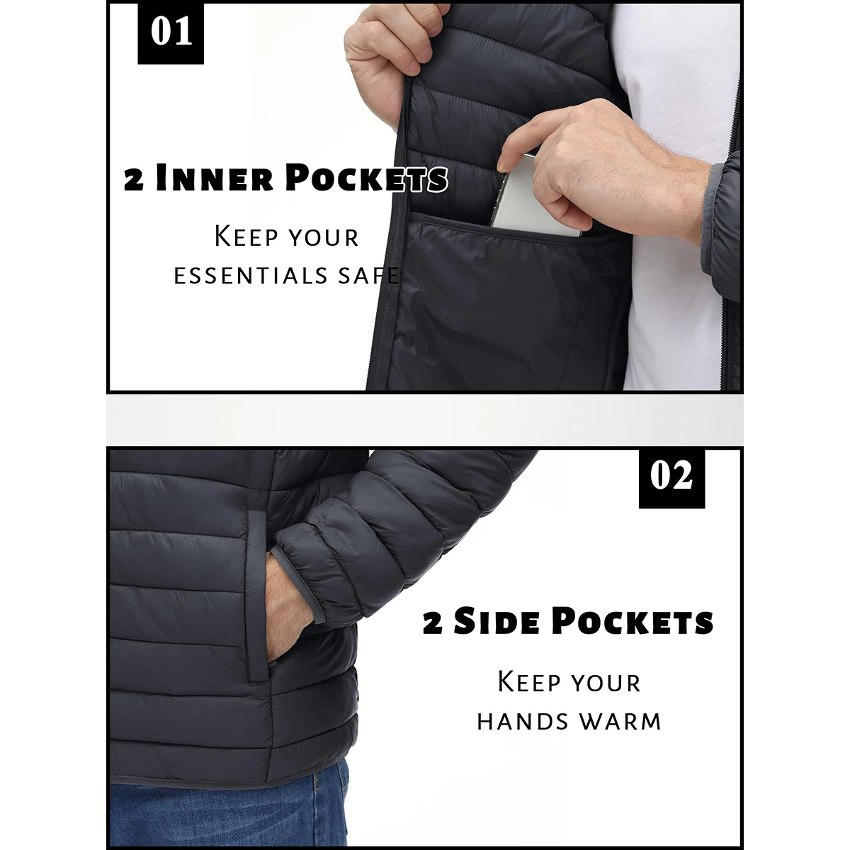 TACVASEN Men's Lightweight Puffer Jacket Stand Collar Full Zip Up Warmth Waterproof Jackets Work Outdoor Windbreaker TACVASEN Men's Lightweight Puffer Jacket Stand Collar Full Zip Up Warmth Waterproof Jackets Work Outdoor Windbreaker
