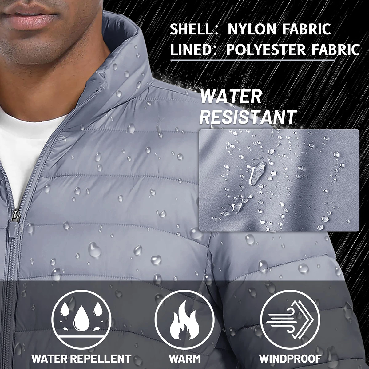 TACVASEN Men's Lightweight Puffer Jacket Stand Collar Full Zip Up Warmth Waterproof Jackets Work Outdoor Windbreaker TACVASEN Men's Lightweight Puffer Jacket Stand Collar Full Zip Up Warmth Waterproof Jackets Work Outdoor Windbreaker