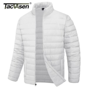 TACVASEN Men's Lightweight Puffer Jacket Stand Collar Full Zip Up Warmth Waterproof Jackets Work Outdoor Windbreaker