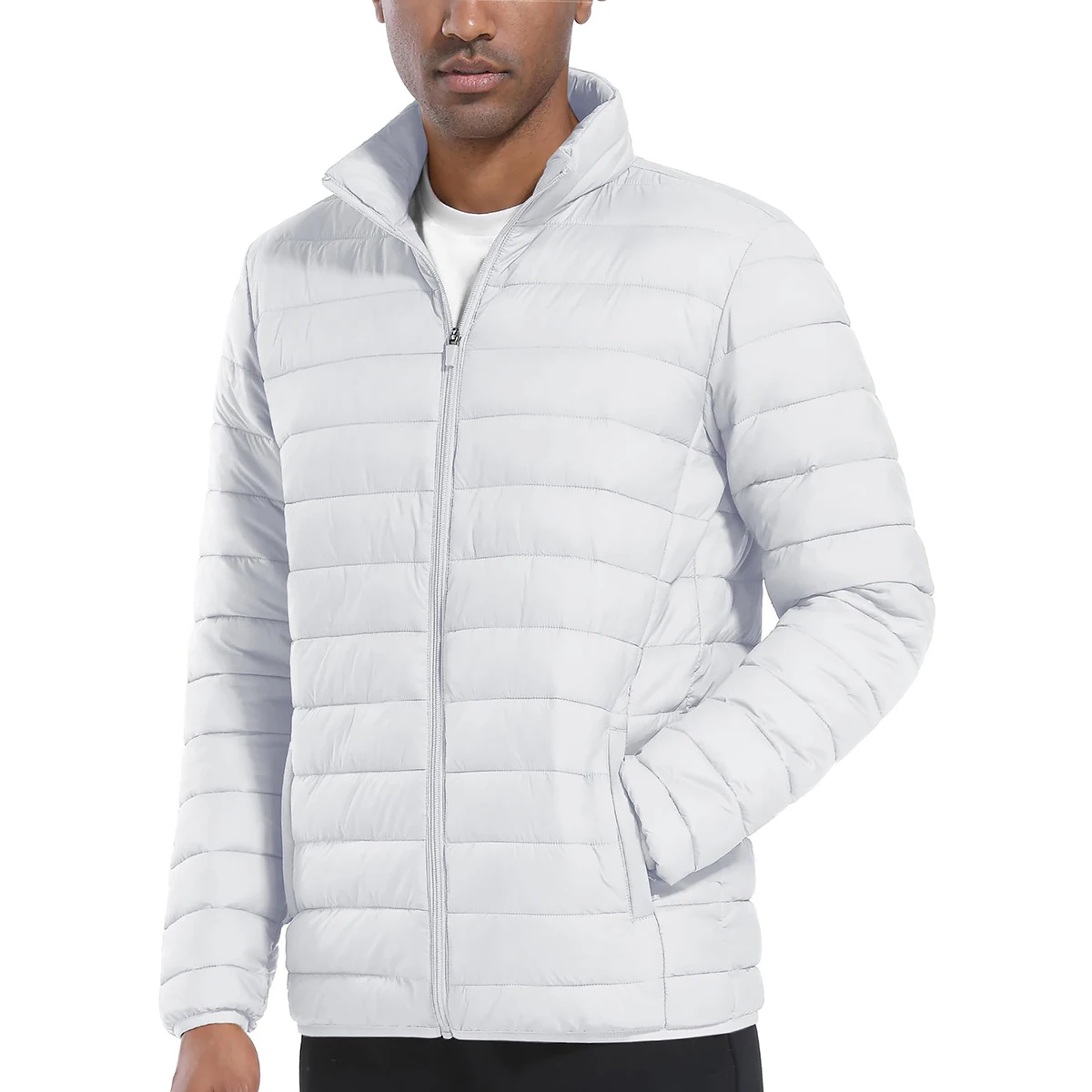 TACVASEN Men's Lightweight Puffer Jacket Stand Collar Full Zip Up Warmth Waterproof Jackets Work Outdoor Windbreaker TACVASEN Men's Lightweight Puffer Jacket Stand Collar Full Zip Up Warmth Waterproof Jackets Work Outdoor Windbreaker