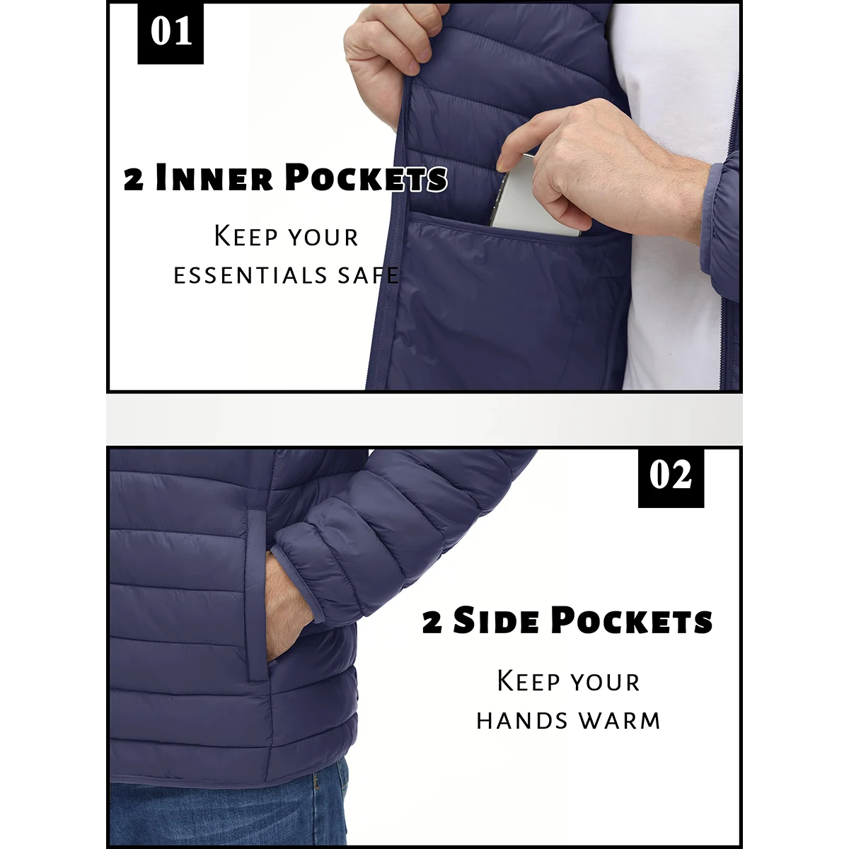 TACVASEN Men's Lightweight Puffer Jacket Stand Collar Full Zip Up Warmth Waterproof Jackets Work Outdoor Windbreaker TACVASEN Men's Lightweight Puffer Jacket Stand Collar Full Zip Up Warmth Waterproof Jackets Work Outdoor Windbreaker