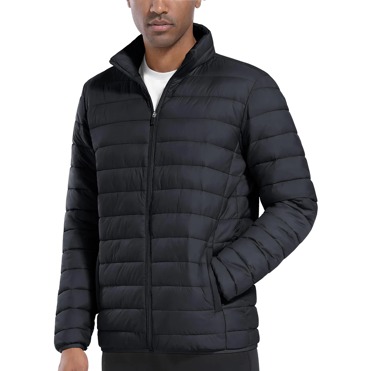TACVASEN Men's Lightweight Puffer Jacket Stand Collar Full Zip Up Warmth Waterproof Jackets Work Outdoor Windbreaker TACVASEN Men's Lightweight Puffer Jacket Stand Collar Full Zip Up Warmth Waterproof Jackets Work Outdoor Windbreaker