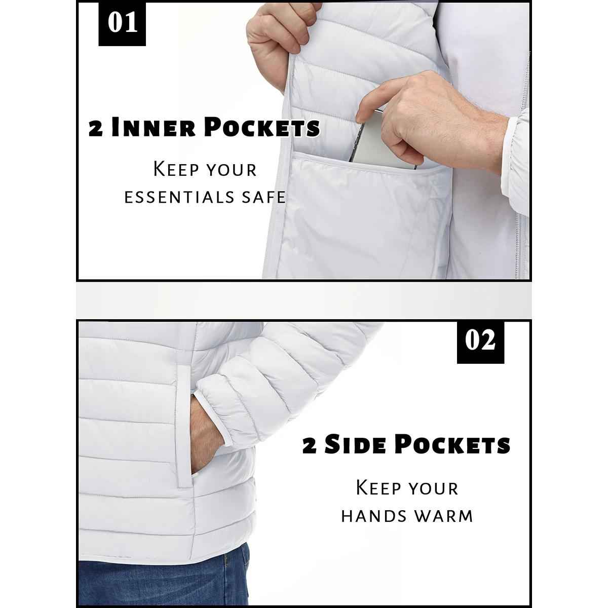 TACVASEN Men's Lightweight Puffer Jacket Stand Collar Full Zip Up Warmth Waterproof Jackets Work Outdoor Windbreaker TACVASEN Men's Lightweight Puffer Jacket Stand Collar Full Zip Up Warmth Waterproof Jackets Work Outdoor Windbreaker
