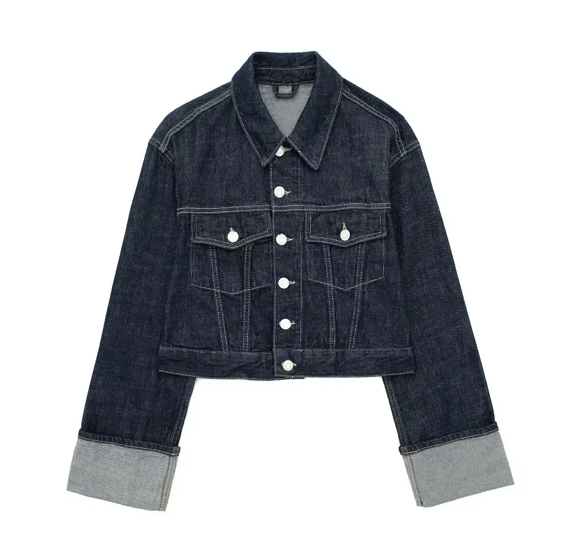 TRAFZA 2024 Autumn Female Vintage Denim Suit Long Sleeve Single Breasted Lapel Coat+High Waist Wide Leg Jeans Street Fashion Set TRAFZA 2024 Autumn Female Vintage Denim Suit Long Sleeve Single Breasted Lapel Coat+High Waist Wide Leg Jeans Street Fashion Set
