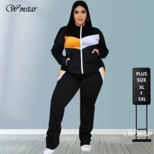 Plus Size Women Clothing Tracksuit Two Piece Set 5XL Sweatsuit Coat and Sweatpants Sport New Jogging Suit Wholesale Dropshipping