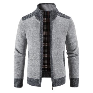 Men's Winter Sweater Fleece Zipper Cardigan Korean Autumn Thick Warm Blazer Coat Sports Male Jumper Knit Clothing Brown Jacket