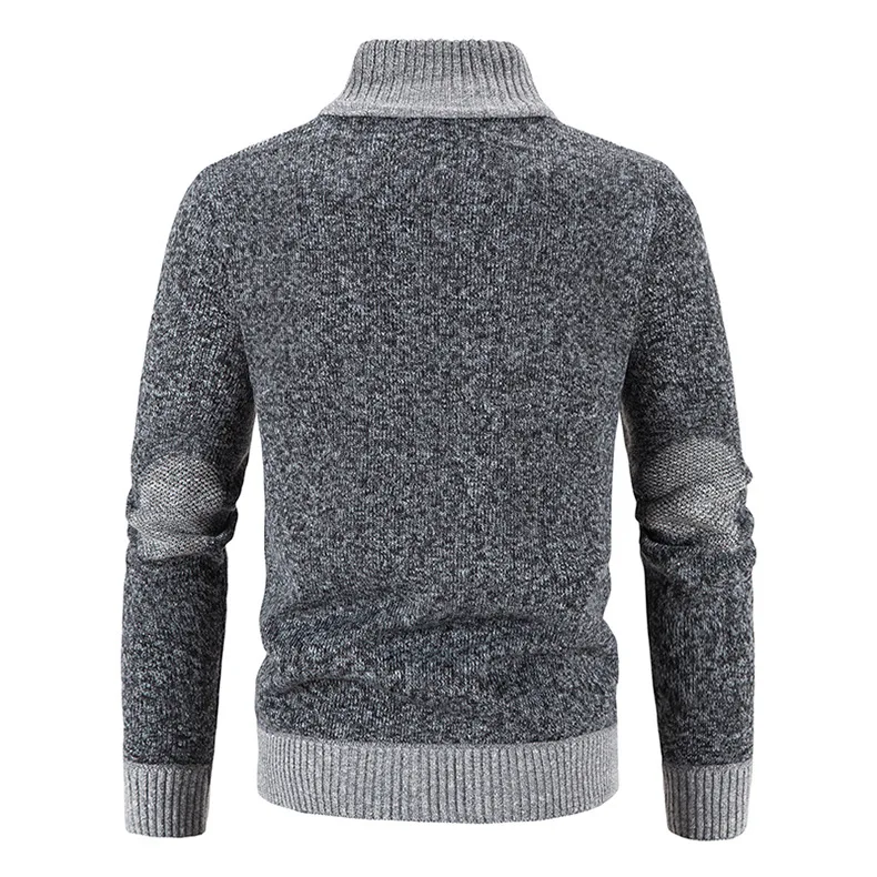 Men's Winter Sweater Fleece Zipper Cardigan Korean Autumn Thick Warm Blazer Coat Sports Male Jumper Knit Clothing Brown Jacket